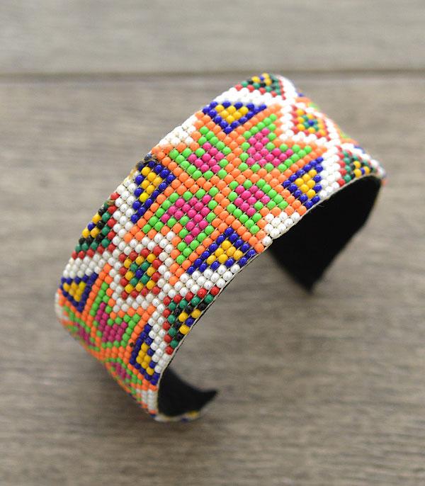 Aztec Seed Bead Cuff Bracelet