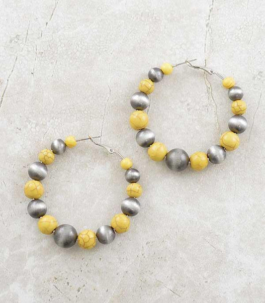 Navajo Pearl Beaded Hoop Earrings