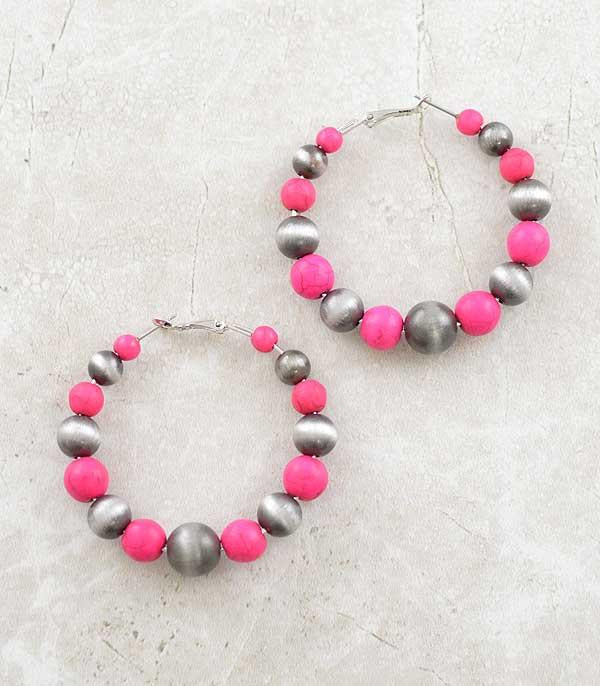 Navajo Pearl Beaded Hoop Earrings