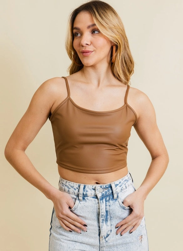 Faux Leather Crop Cami