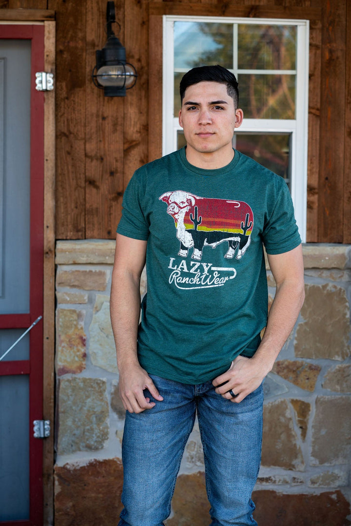 Lazy J Ranch Wear Sunrise Cactus Bull T-shirt