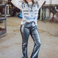 Silver Metallic Bootcut Pants