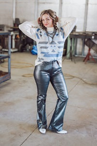 Silver Metallic Bootcut Pants