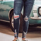 Dark Wash Skinny Jeans w/ Serape Patches