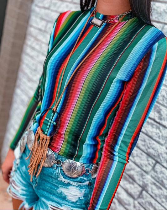 Serape Mesh Top