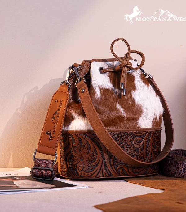 Montana West Brown Bucket Crossbody