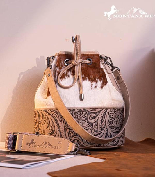 Montana West Tan Bucket Crossbody