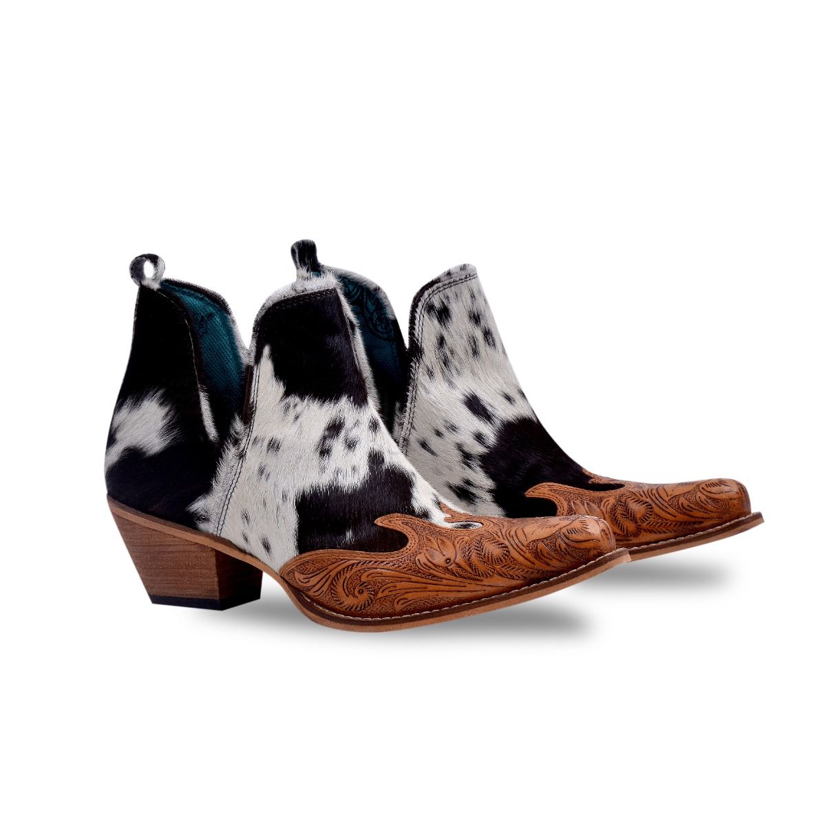 Frisco Blossom Hair-on Hide & Hand Tooled Booties