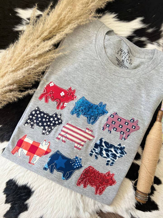 Patriotic Pig Quilted Tee