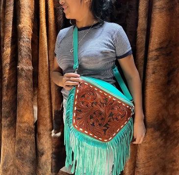 Turquoise Fringe Tool Fanny Bag