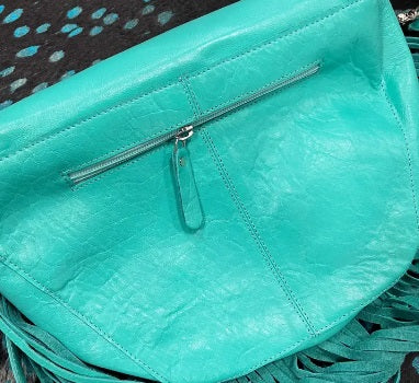 Turquoise Fringe Tool Fanny Bag