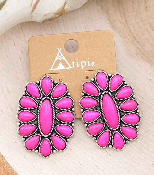 Pink Cluster Earrings