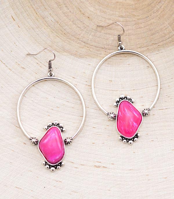 Pink Semi Stone Earrings