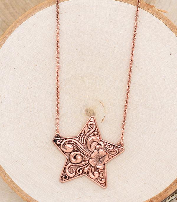 Tooled Metal Star Necklace