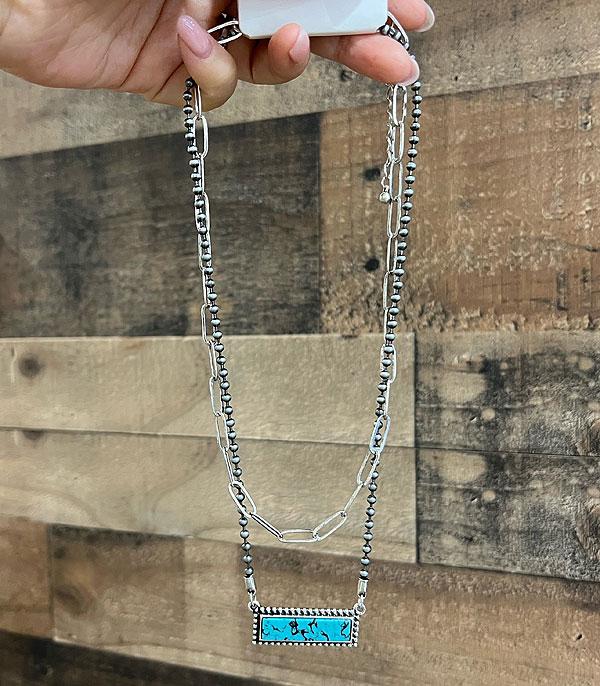 Stone Bar Chain Necklace