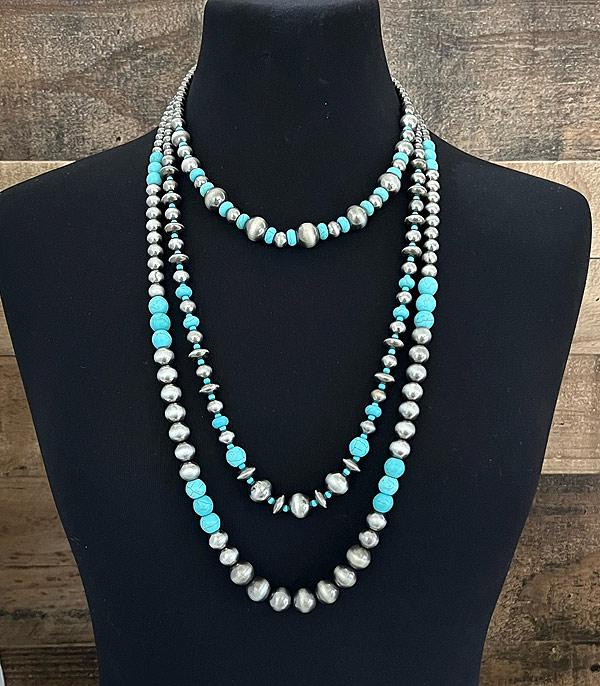 Turquoise & Silver Beaded Necklace