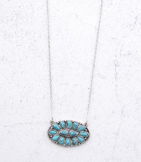 Colored Semi Stone Concho Necklace