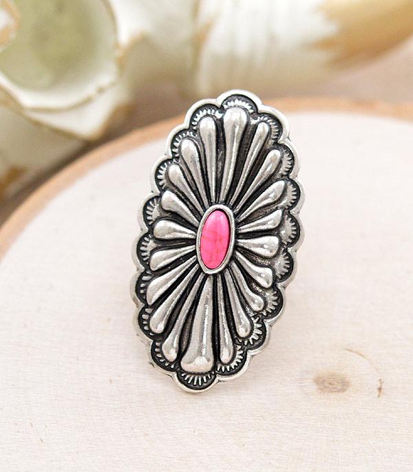 Pink Stone Concho Ring