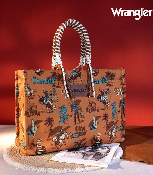 Wrangler Cowboy Print Canvas Tote