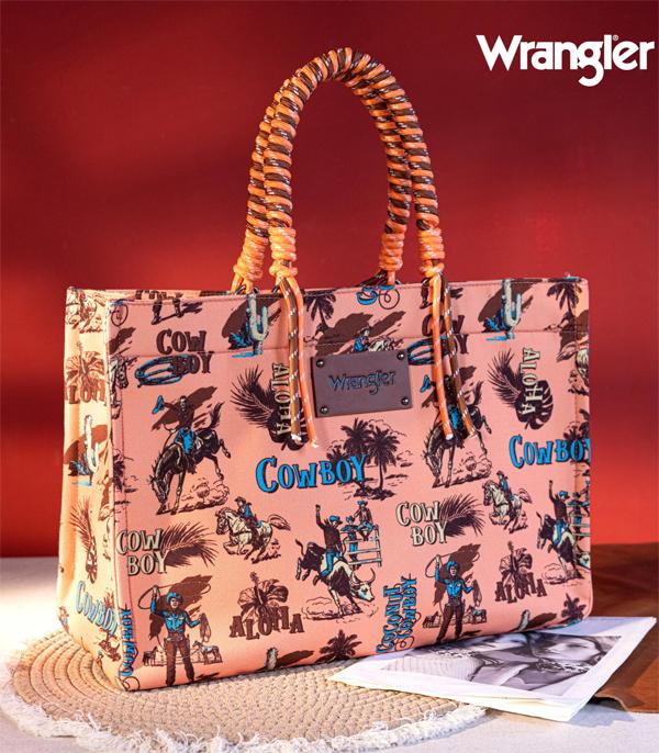 Wrangler Cowboy Print Canvas Tote