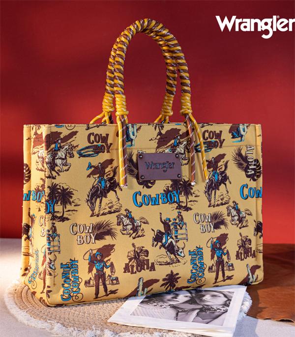 Wrangler Cowboy Print Canvas Tote