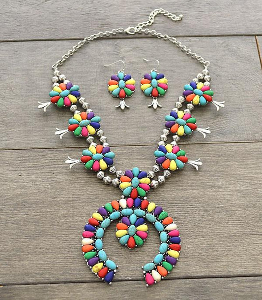 Squash Blossom Statement Necklace Set