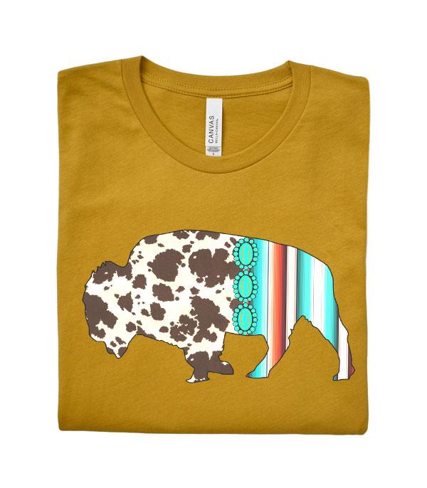 Turquoise Serape Buffalo Graphic Tshirt