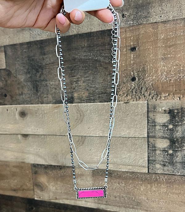 Stone Bar Chain Necklace