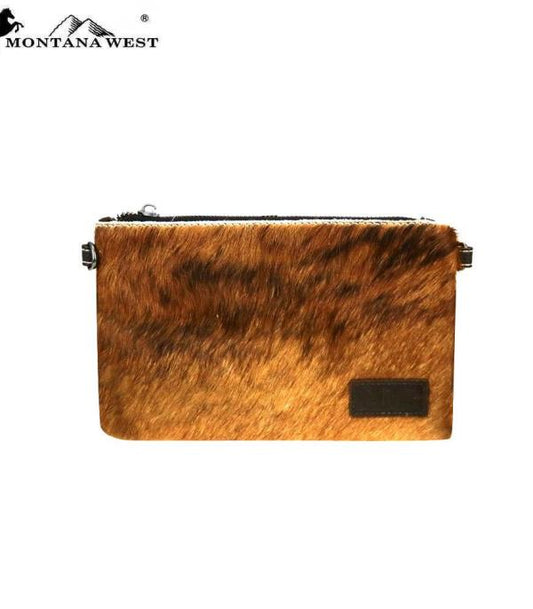 Montana West Hair-on Cowhide Brown Leather Bag