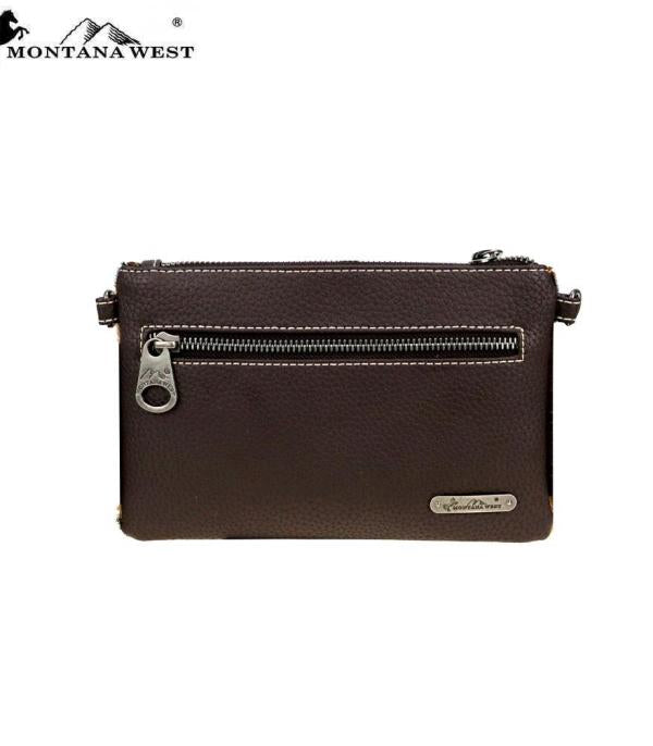 Montana West Hair-on Cowhide Brown Leather Bag