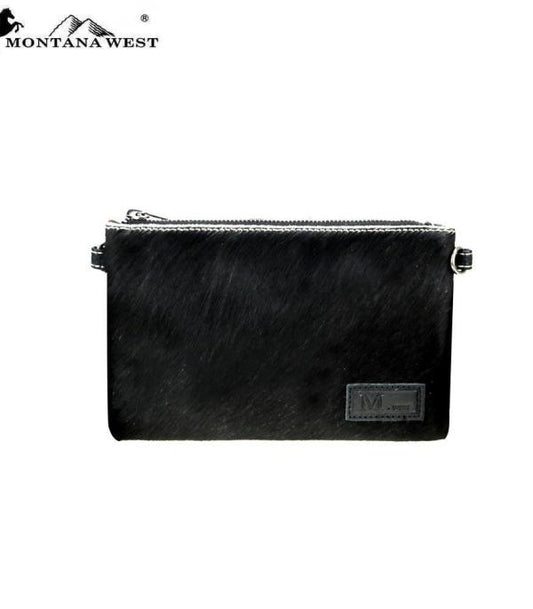 Montana West Hair-on Black Cowhide Leather Bag