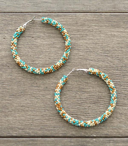 Seed Bead Hoop Earrings