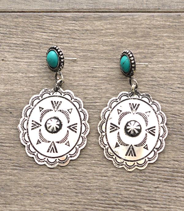 Turquoise Concho Stud Earrings