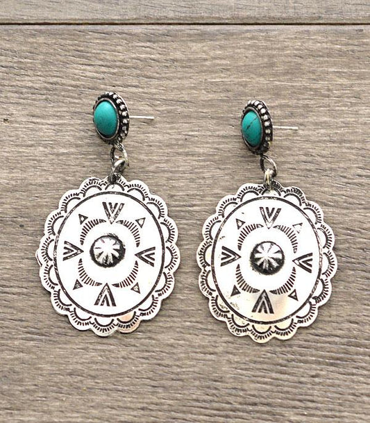 Turquoise Concho Stud Earrings