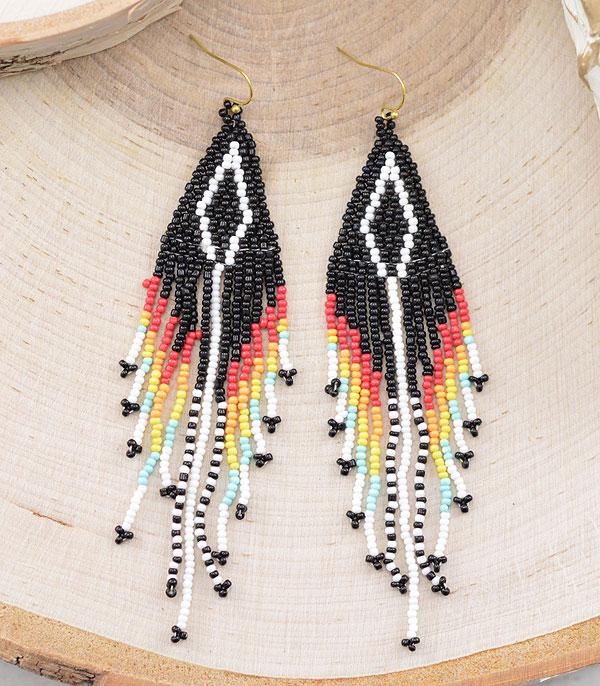 Seed Bead Tassel Earrings