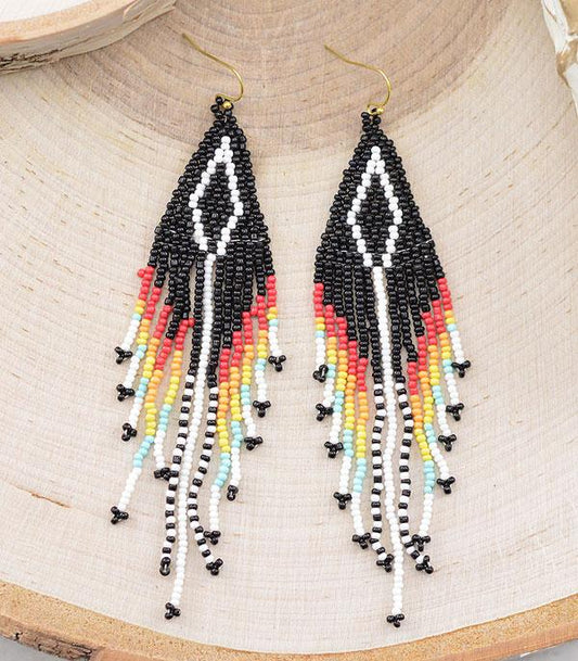 Seed Bead Tassel Earrings