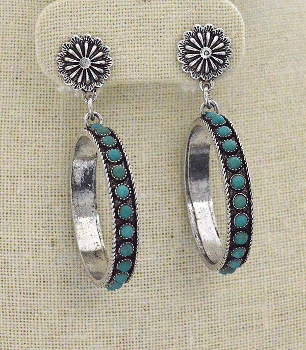 Turquoise Hoop Dangle Earrings