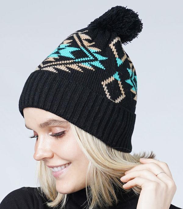 Western Aztec Print Beanie