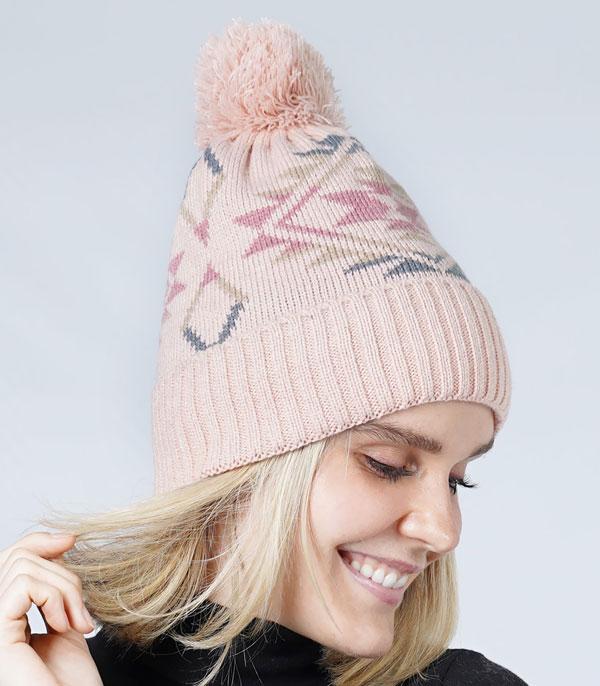 Western Aztec Print Beanie