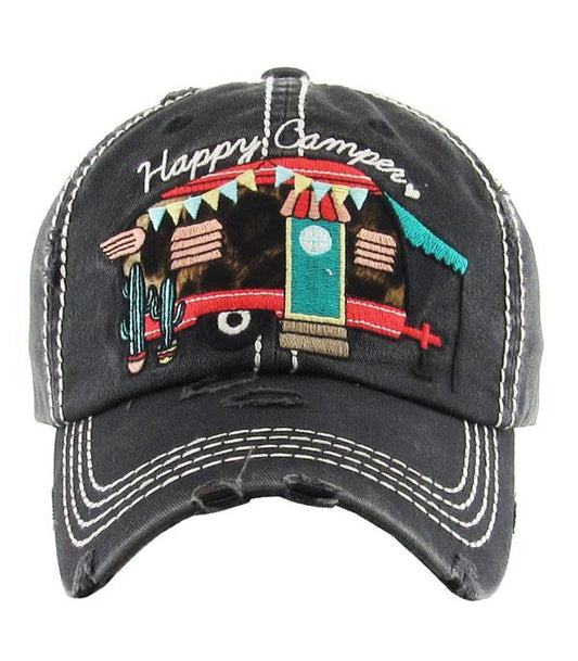 Happy Camper Leopard Accent Hat