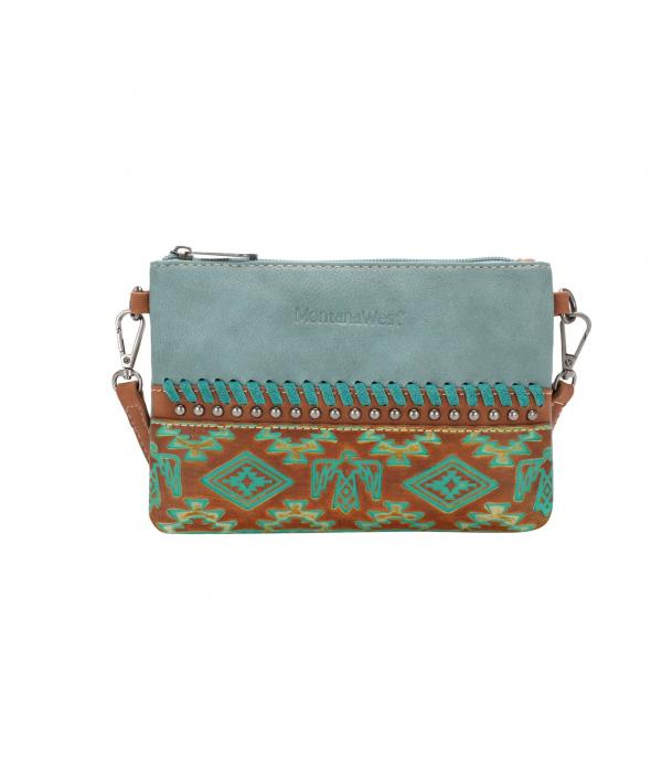 Montana West Aztec Thunderbird Embossed Crossbody Clutch