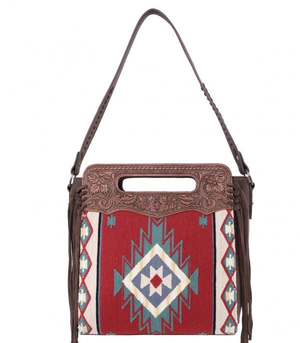 Trinity Ranch Aztec Tapestry Floral Embossed Concealed Carry Hobo